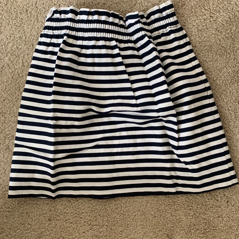 Jcrew navy and White Striped Sidewalk Skirt